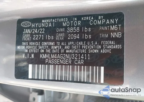2022 Hyundai Elantra Sel from USA, damaged, VIN KMHLM4AG2NU321411